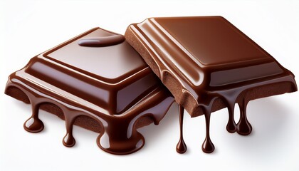 Melting Chocolate Drips Chocolate Isolated On White Background