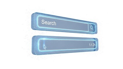 Digital Hologram of a Search Bar and Input Field, isolated on white background