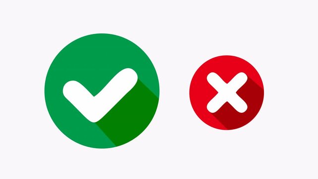 Green check mark and red cross icon ideal for concept approval or rejection. Perfect for business presentations or educational materials.