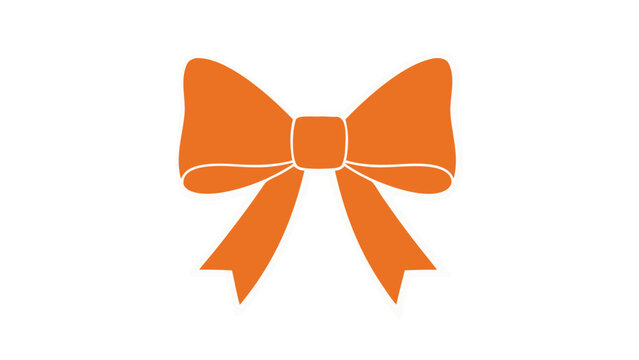 A Simple Orange Bow Tie Graphic With White Outline Centered On A Black Background With Clean Lines And A Flat Design Aesthetic