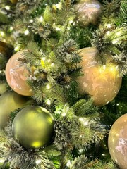 Christmas Tree with Green and Gold Ornaments