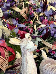 Festive Reindeer and Floral Holiday Display