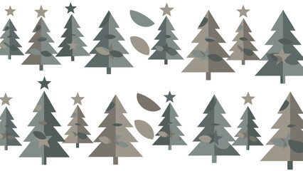 Abstract Evergreen Tree Pattern with Stars Seamless Holiday Design in Muted Winter Tones for Festive Seasonal Projects Geometric