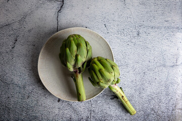 Artichokes on plate