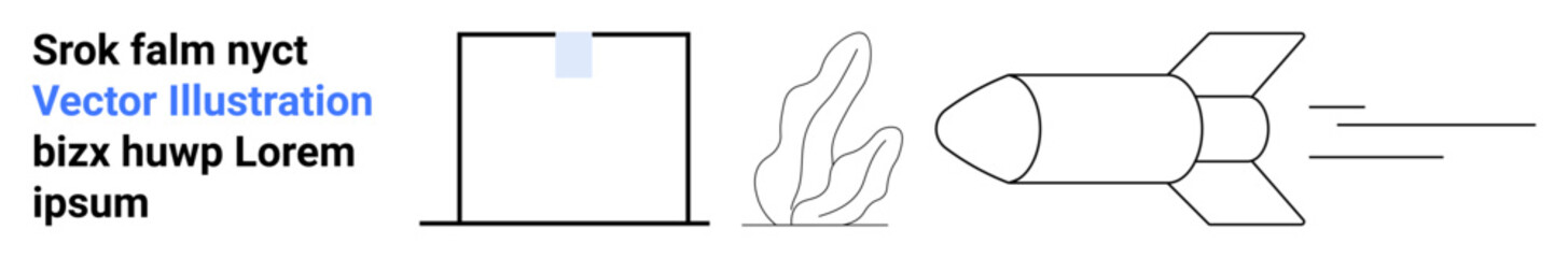 Space exploration, creativity, engineering, innovation, propulsion, abstract design. A rocket with flames, simple geometric shapes and placeholder text. Space exploration and creativity concept