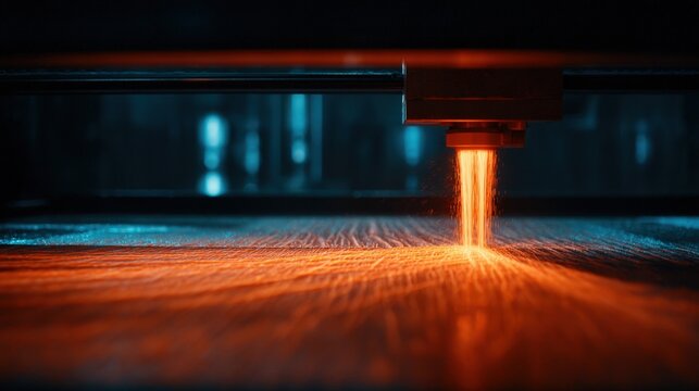 Medium shot capturing the calibration process of a powderbased 3D printer adjusting laser settings for uniform powder layering and precise sintering results.
