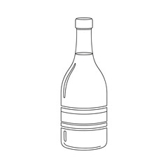 Minimal wine bottle line art for menu design and beverage branding illustrations