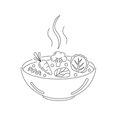 Irish vegetable stew bowl icon with steaming fresh ingredients for recipe and menu illustrations