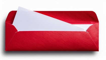 Red Envelope With Blank Card Isolated On Transparent Background Clean Cutout With Soft Shadow