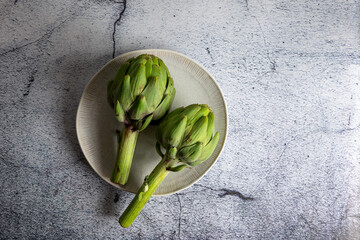 Artichokes on plate