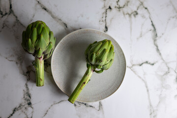 Artichokes on plate