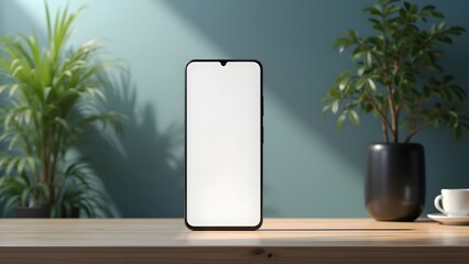 Front View Mobile Phone Mockup with Rounded Corners