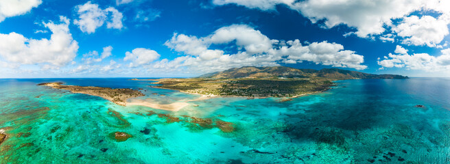 Aerial view of Elafonissi beach, Crete, Greece