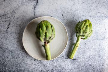 Artichokes on plate