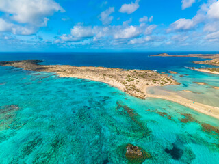 Obraz premium Aerial view of Elafonissi beach, Crete, Greece