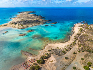 Aerial view of Elafonissi beach, Crete, Greece