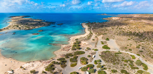 Aerial view of Elafonissi beach, Crete, Greece