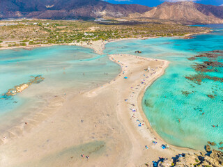 Aerial view of Elafonissi beach, Crete, Greece