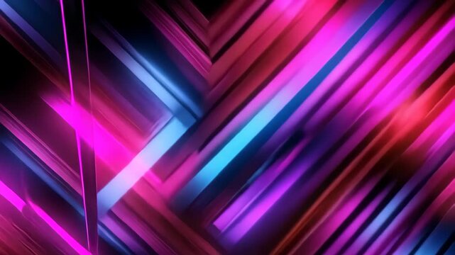 Abstract Neon Geometric Design: A vibrant interplay of neon lights, creating a dynamic composition of intersecting lines and energetic colors, evoking a sense of modernity and digital artistry.