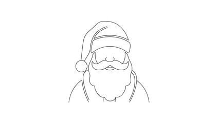 An outline of Santa Claus's face, creating a minimalist holiday illustration. 