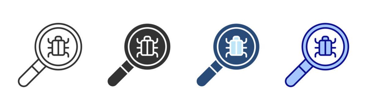 Bug Icon Set. Designed In Multi Style