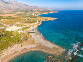 Frangokastello Fortress at the sandy beach, Greek island Crete