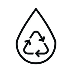 Eco-friendly water conservation and recycling symbol with a drop shape and arrows