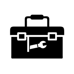 Toolbox icon with wrench, symbolizing repair and maintenance services, tools and equipment