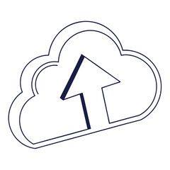 Cloud Upload Icon, Simple Line Art Style, Data Storage and Transfer Symbol