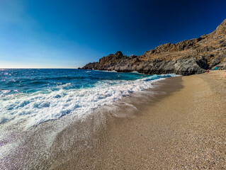 Aerial view of amazing Skinaria beach, Crete, Greece.