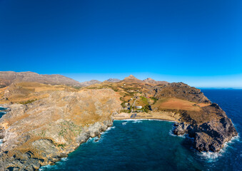 Fototapeta premium Aerial view of amazing Skinaria beach, Crete, Greece.