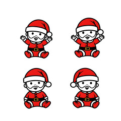 Fototapeta premium Four cute baby santa claus characters isolated on transparent background