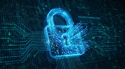 Digital lock illustration symbolizing secure connection and technology  