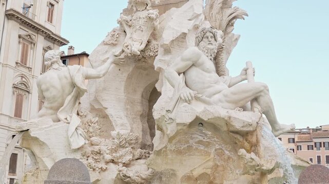 Fountain of the Four Rivers in Piazza Navona, Rome. Bernini Baroque Masterpiece