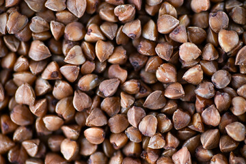 Close up of Buckwheat Grains in Bamboo Spoon