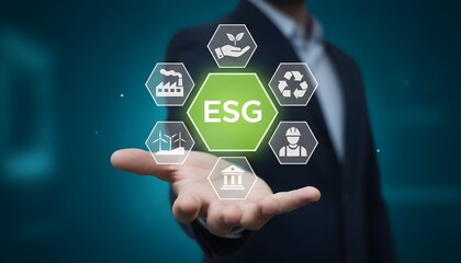 ESG concept with icons for environment social and governance representing corporate responsibility and sustainability for business presentations