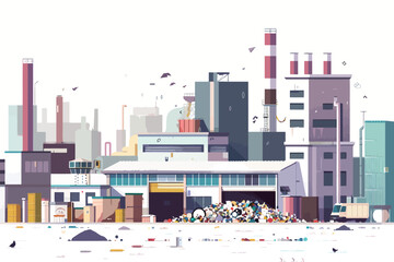 Recycling center full of plastic wastefl isolated