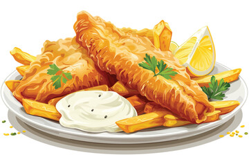 Traditional fish and chipss isolated