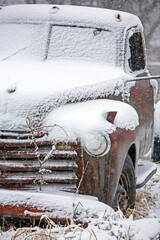Snowy and Rusty Old Truck