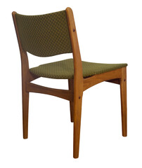 Teak upholstered mid-century upholstered chair, silo, no bg, png, cut-out