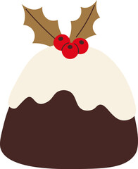 Pudding with holly topping cartoon