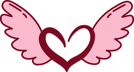 Naklejka premium Heart With Wings Symbol Line