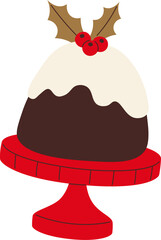 Pudding With Holly On Stand Cartoon