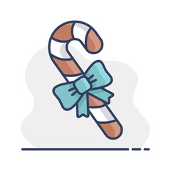 Christmas peppermint candy cane with stripes icon