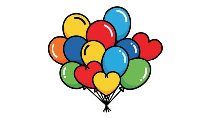 A vibrant collection of colorful balloons in various shapes, symbolizing celebration and joy