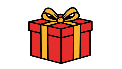 A vibrant red gift box with a yellow ribbon, symbolizing celebration and joy, on a white background
