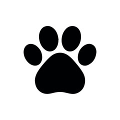 Black paw print vector illustration for pet lovers animal rescue and veterinary designs cute animal paw print
