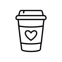 Coffee cup vector icon illustration design template for cafe shop drink and love heart symbol 100