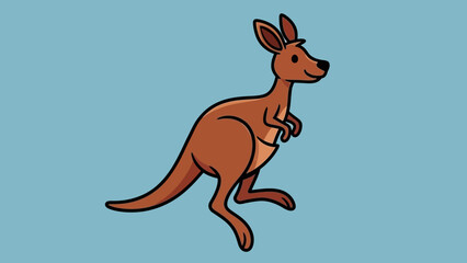 Cartoon kangaroo hopping joyfully against a light blue background, showcasing its playful nature