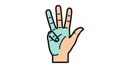 Obraz premium Illustration Of A Human Hand Showing Three Fingers With One Hand Highlighted In Blue Against A Black Background